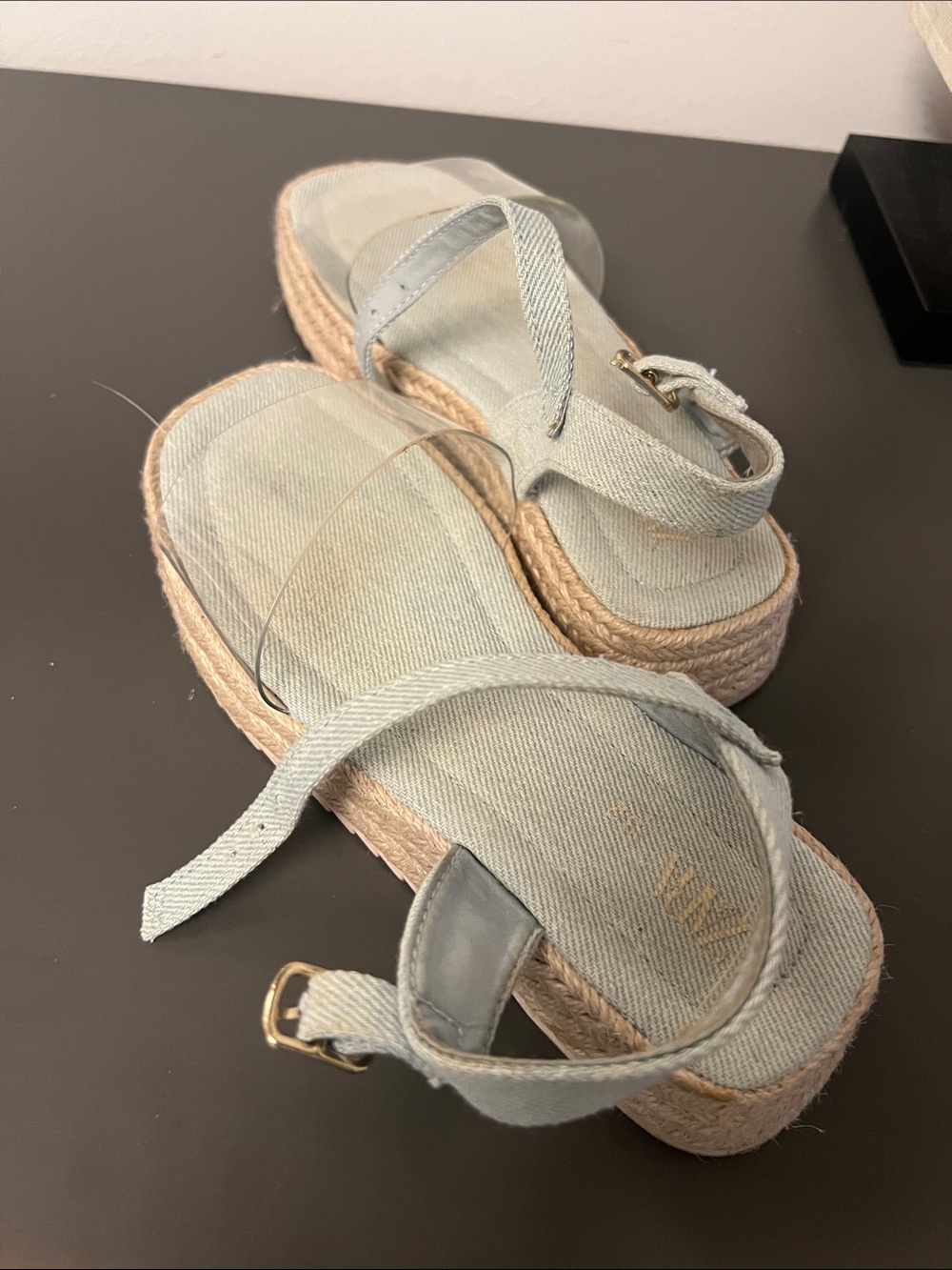 Zara Light Blue Espadrille Platform Sandals with Jute Sole